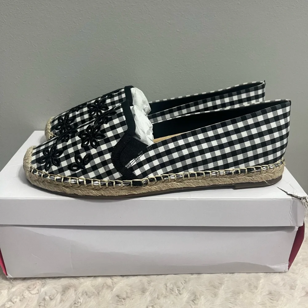 Isaac Miztahi Black and White Gingham‎ Espadrilles NEW